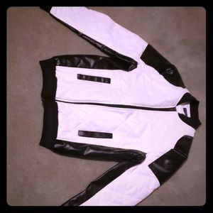 White and black leather jacket